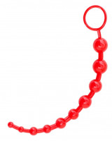 Анальные шарики, цепочки - Красная анальная цепочка Black&Red - 31 см.