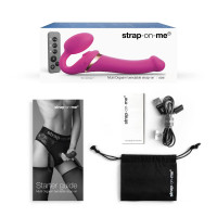 Безремневые - Ярко-розовый безремневой страпон Multi Orgasm Size S с клиторальной стимуляцией