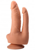 Анально-вагинальные - Двойной фаллоимитатор на присоске из геля - 16,5 см.