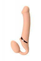 Телесный безремневой вибрострапон Vibrating Bendable Strap-On - size L
