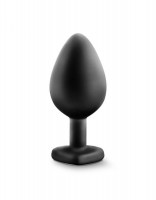 Черная анальная втулка с прозрачным кристаллом Bling Plug Medium - 8,2 см.