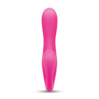 Розовый вибромассажер с клиторальным отростком Harmony Vibe - 16,8 см.