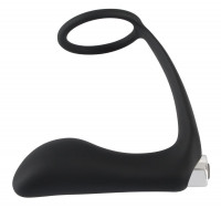 Черное эрекционное кольцо с анальной вибропробкой Vibrating Ring & Plug