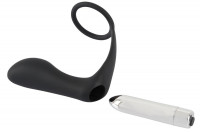 Черное эрекционное кольцо с анальной вибропробкой Vibrating Ring & Plug