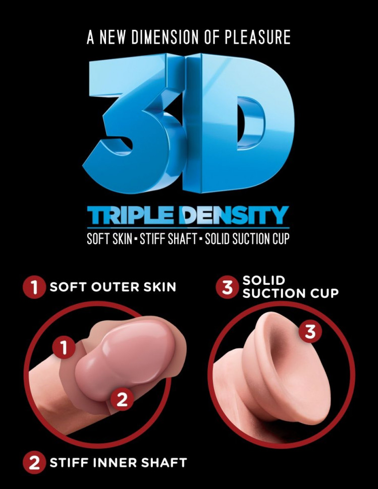 Телесный фаллоимитатор на присоске 9  Triple Density Cock - 26,7 см.