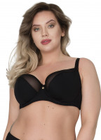 Бюстгальтер на косточках с гладкой чашкой +size из микрофибры и сетки
