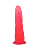 Анально-вагинальные - Розовый двойной фаллоимитатор с лепестками и присоской - 17 см.