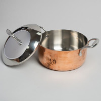 Кастрюля с крышкой 3-х слойная медь;сталь нерж.,алюмин.;6л;D=24,H=13,5см