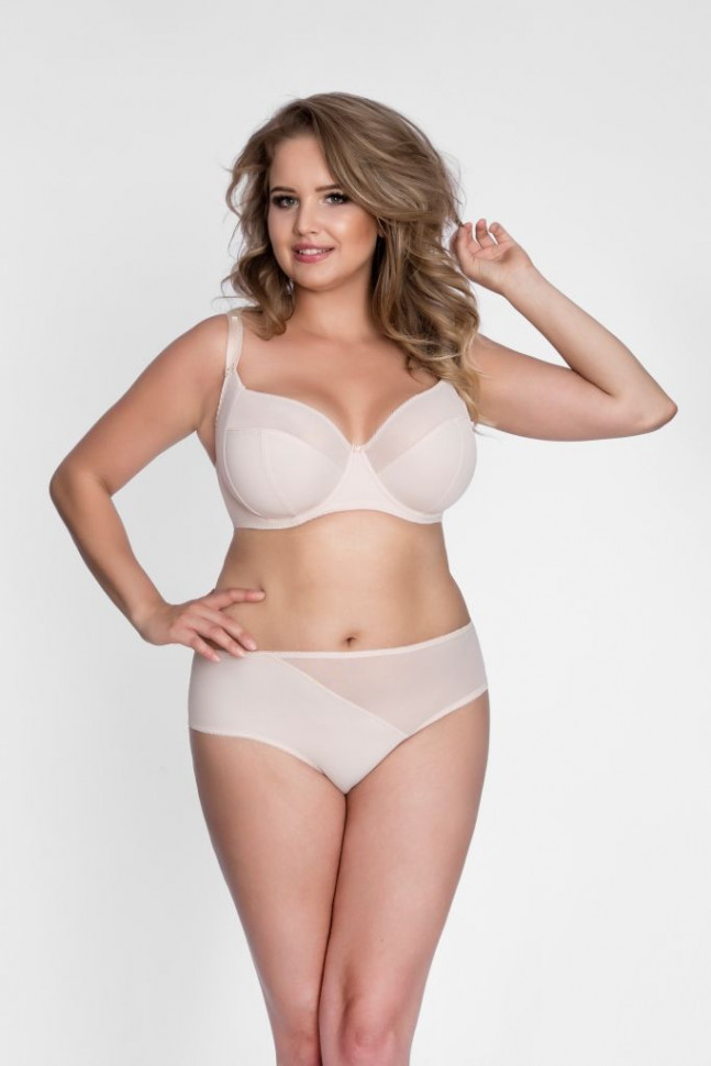 Бюстгальтер с мягкой чашкой plus size из микрофибры и двойной сетки