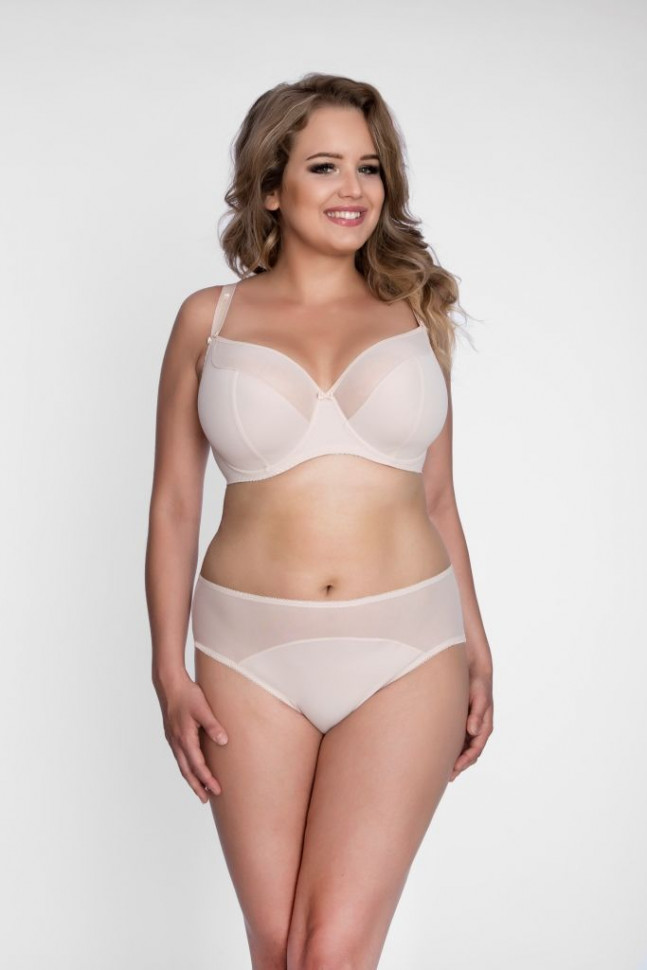 Однотонный бюстгальтер на косточках с мягкой чашкой plus size