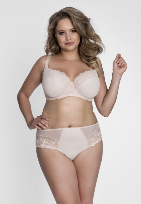 Бюстгальтер на косточках с мягкими чашками plus size и кружевом
