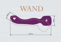 Фиолетовый двусторонний вибромассажер Heating Wand с нагревом - 22 см.