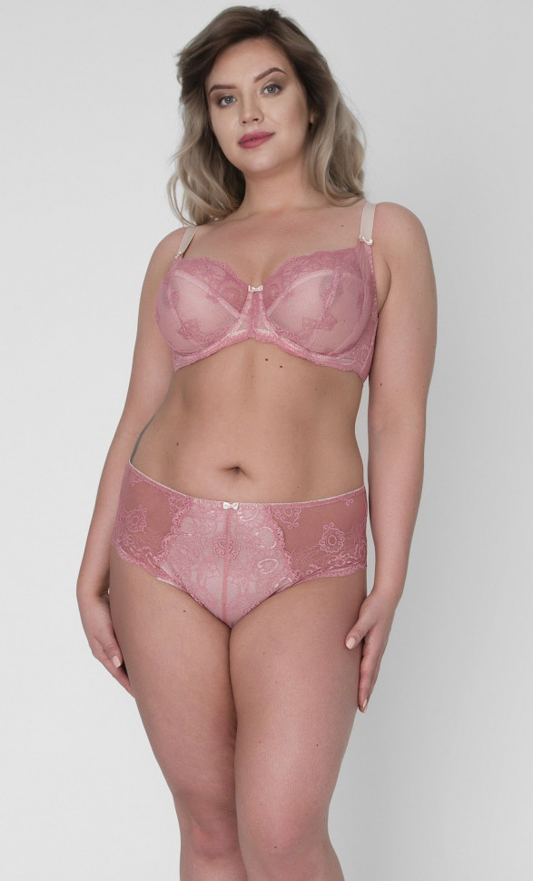 Бюстгальтер на косточках с мягкими гипюровыми чашками plus size